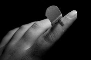 Pointer finger with bandage
