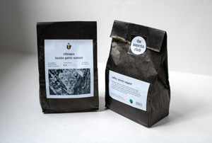 Front, back, and sealing coffee labels.